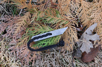 Banzelcroft Customs Nano XL kiridashi, a small damasteel fixed blade for everyday cutting tasks.