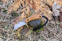 Banzelcroft Customs MEK, a titanium EDC utility knife with castille jute micarta handle scales.