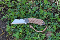 Banzelcroft Customs MEK, a custom titanium EDC utility knife with desert island paracord handle wrap.