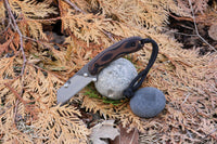 Banzelcroft Customs MEK, a titanium EDC utility knife with python canvas micarta handle scales.