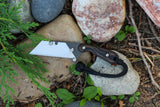 Banzelcroft Customs mini MEK, titanium EDC utility knife with python canvas micarta handle scales.
