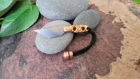 Banzelcroft Customs micro kiridashi with yellow cedar burl scales and copper bead.